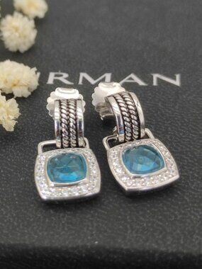 David Yurman 925 Silver Earrings with Original Pouch